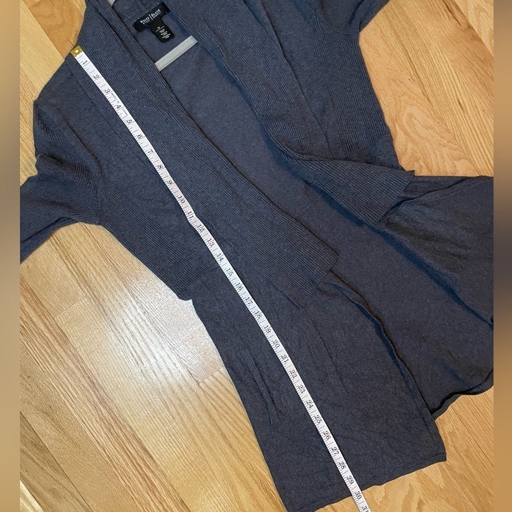 White House Black Market Gray Open Front Cardigan Sweater Size Medium - Picture 7 of 9